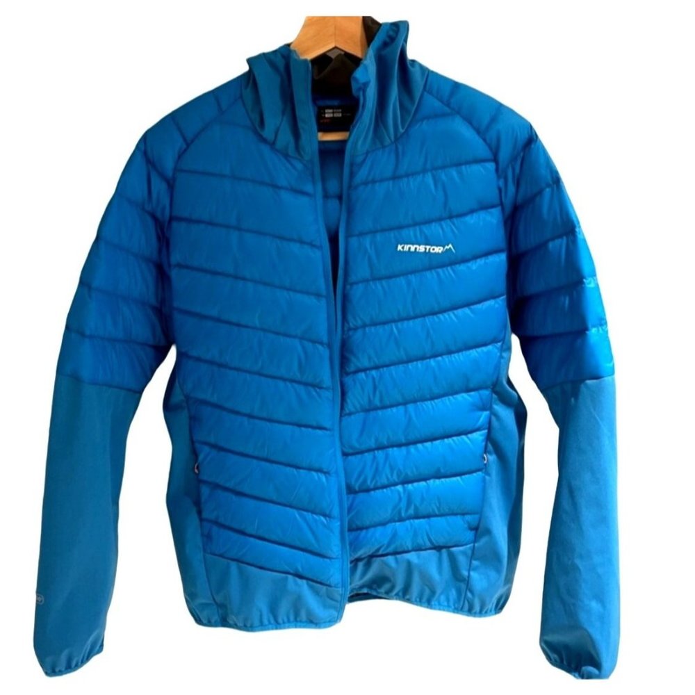 KINNSTORM- MENS BLUE DOWN FILLED LONG SLEEVE HOODED ZIP-UP JACKET SIZE X-LARGE
